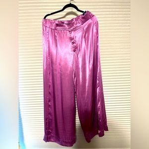 NWT Free People Satin Wide Leg Magenta Pants Medium